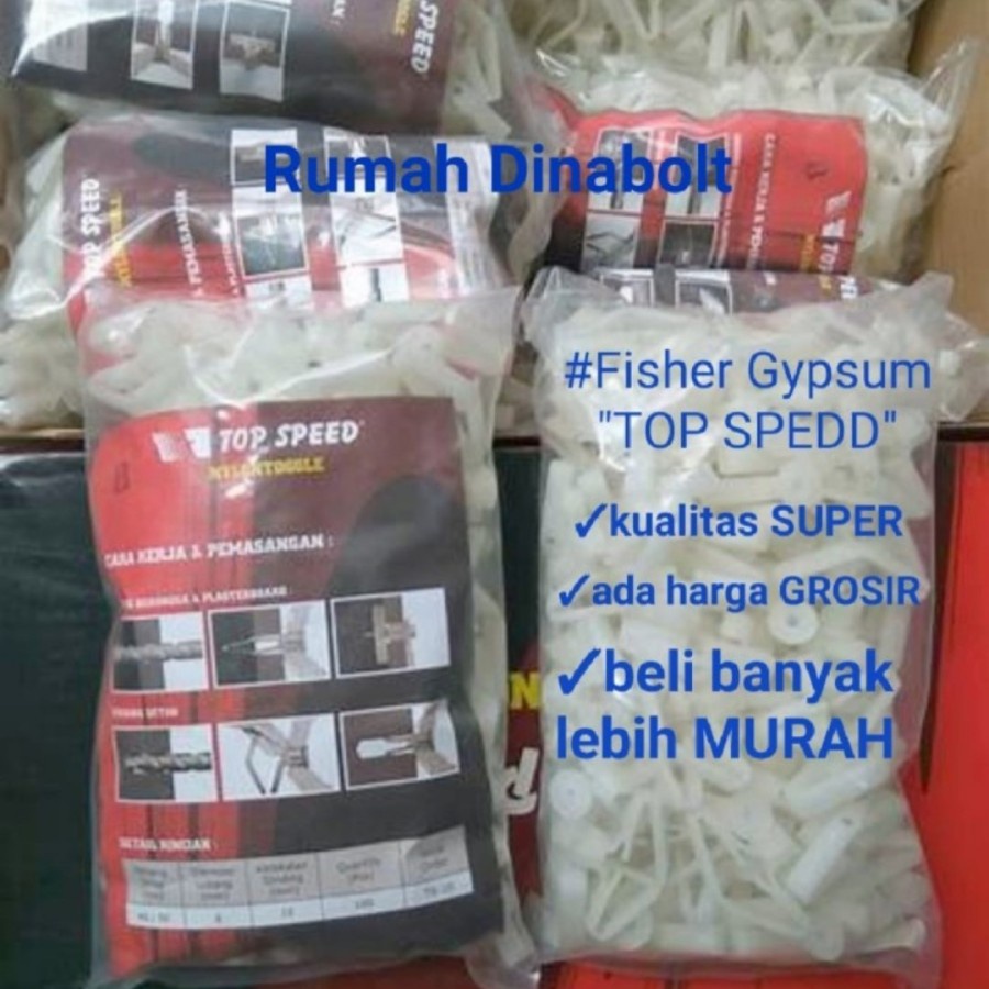 nylon toggle gypsum / plastik untuk skrup gypsum - 1 pack isi 100 pcs