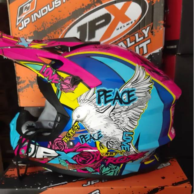 HELM JPX FOX-1 CROSS X28 PINK BLUE