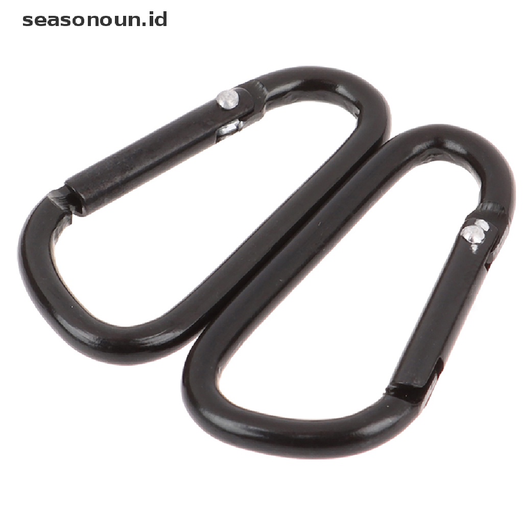 10 Pcs Gantungan Kunci Carabiner Bentuk D Bahan Aluminum Alloy Warna Hitam