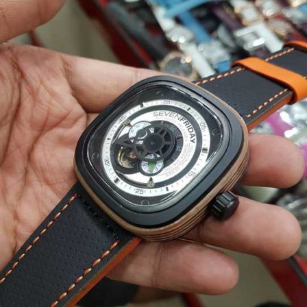 Jam Tangan Sevenfriday P3 Automatic KW Premium, Rubber Black Orange
