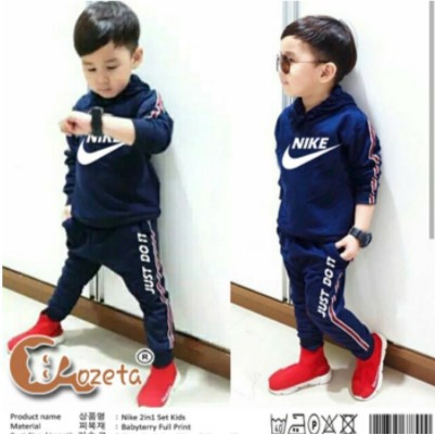 Baju Setelan Anak Laki Laki Cowok Terbaru 2022 Set Celana Training Motif Nike Model Kekinian Babyter