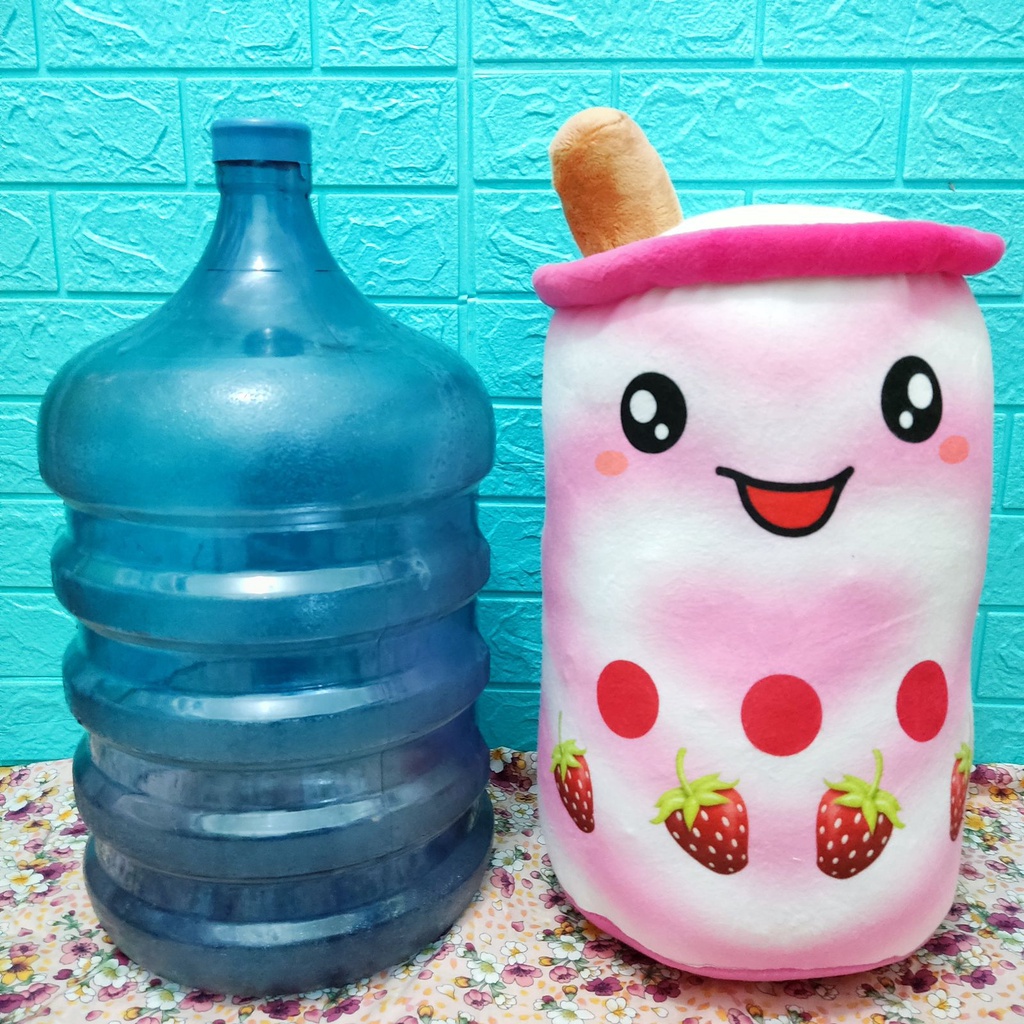 Boneka Boba Milk Tea JUMBO LED Printing Berlabel SNI