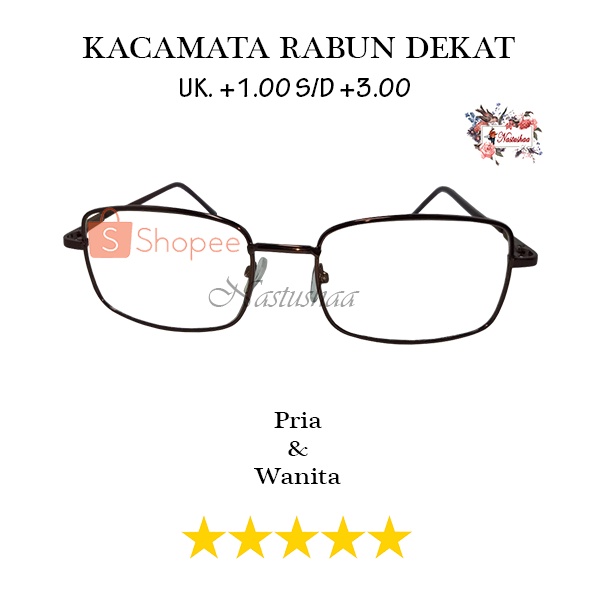 KACAMATA BACA PLUS +100 sd +3.00 FRAME METAL KOTAK LENSA GRADASI COKLAT UNTUK PRIA DAN WANITA KACAMATA RABUN DEKAT FREECASE