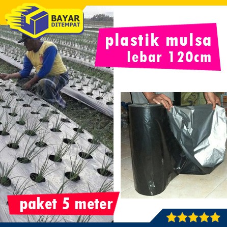 [Paket 5 Meter] Plastik Mulsa Hitam Perak Silver Lebar 120cm Tebal 0.35mm Tutup Tanaman Hidroponik