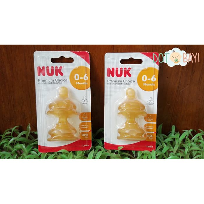 BEST COLLECTION Dot Yellow Latex Susu Bayi Premium Wide Neck NUK 0-6 months/bulan Uk M STARSELLER