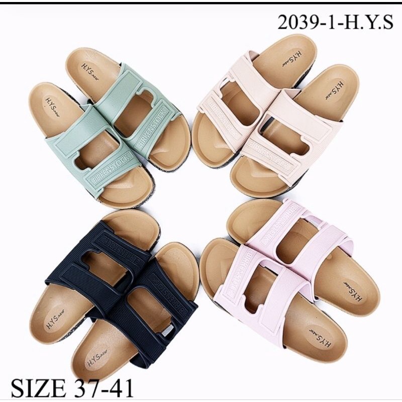 SANDAL GUNUNG WANITA SLOP BIRKEN STOK IMPORT BAHAN JELLY KARET BAN ANGIE RINGAN HYS 2039-1