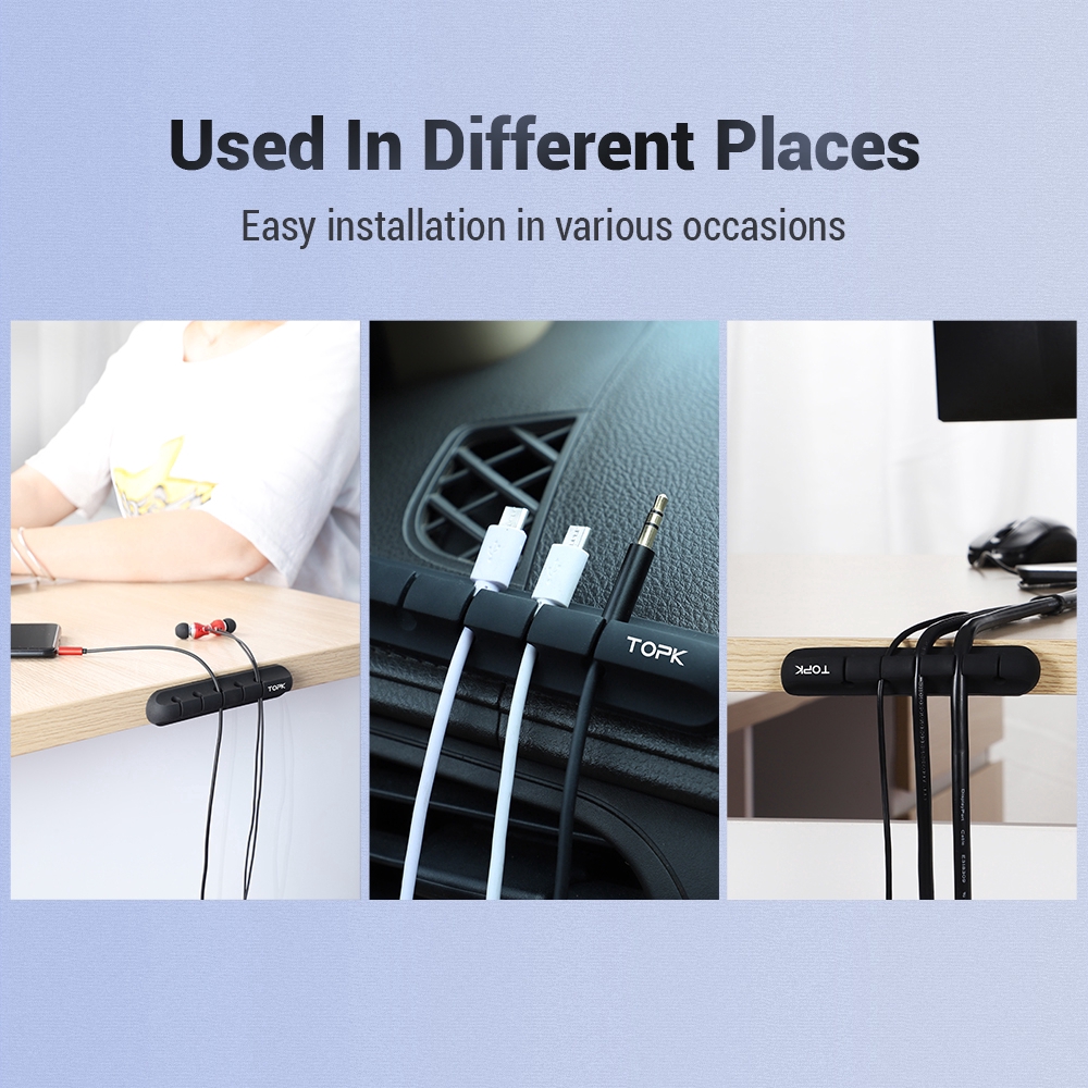 USB Cable Organizer Silicone Support Desk Tidy Management Clips Cable Holder for Mouse Earphone