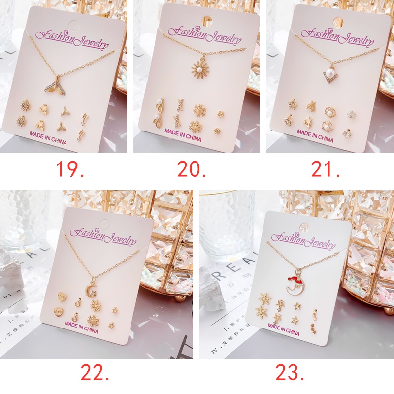 4 Pasang Anting Dan Kalung Gaya Korea Untuk Wanita