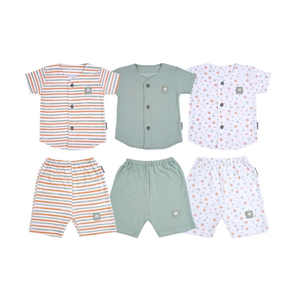 FLUFFY SETELAN MOTIF STAR WARNA HIJAU / SETELAN BAYI DAN ANAK