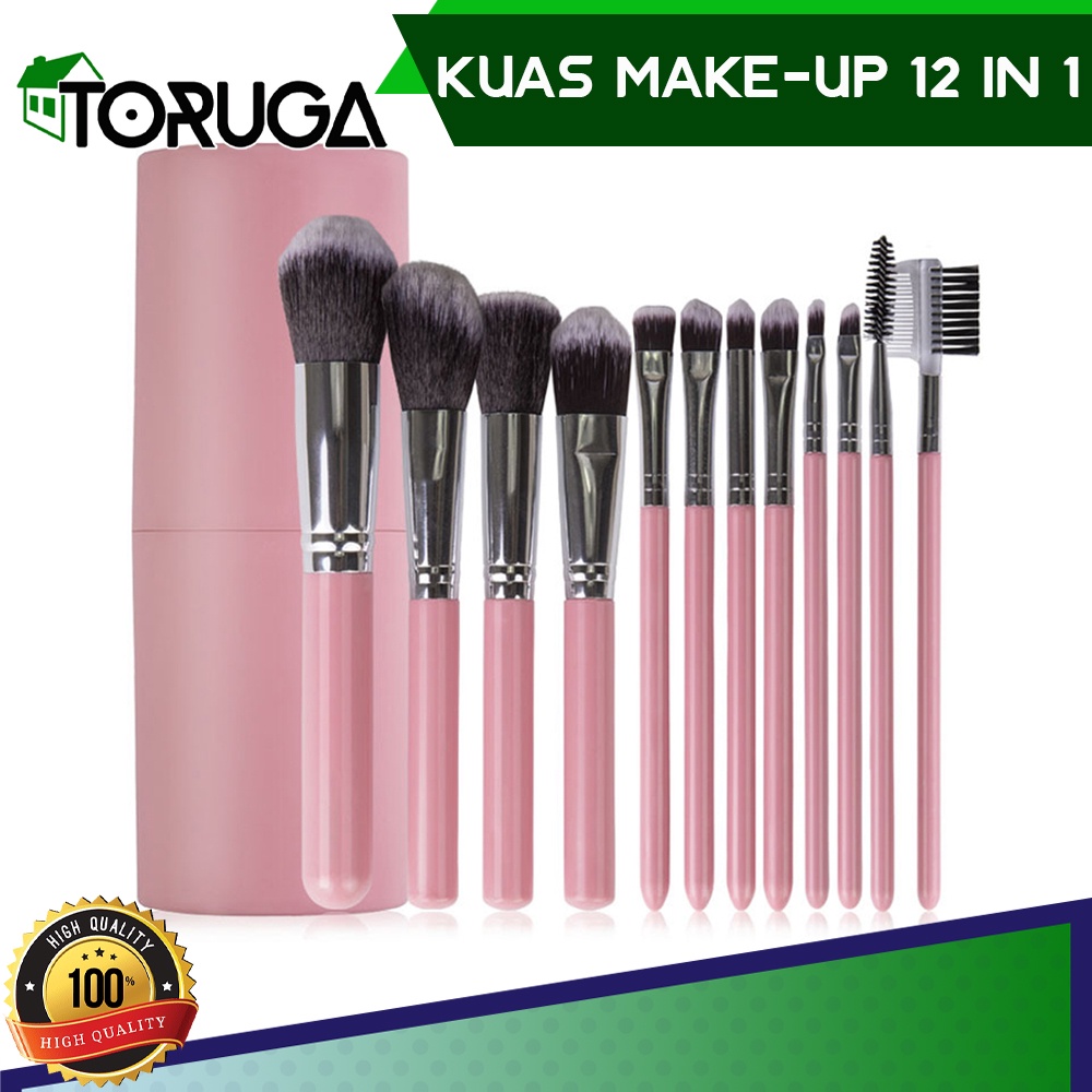 MAKE UP BRUSH SET 12 KUAS SET IN TUBE RIAS MAKEUP MASKER TABUNG