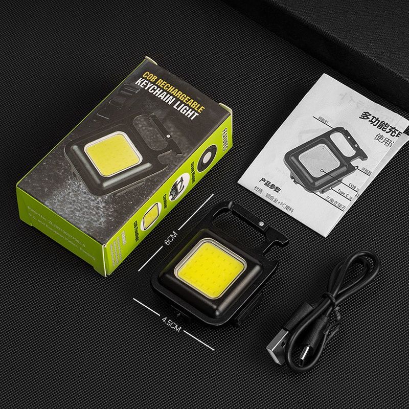 READY mini cob keychain lampu senter LED portable light USB rechargeable LED dengan gantungan kunci ini