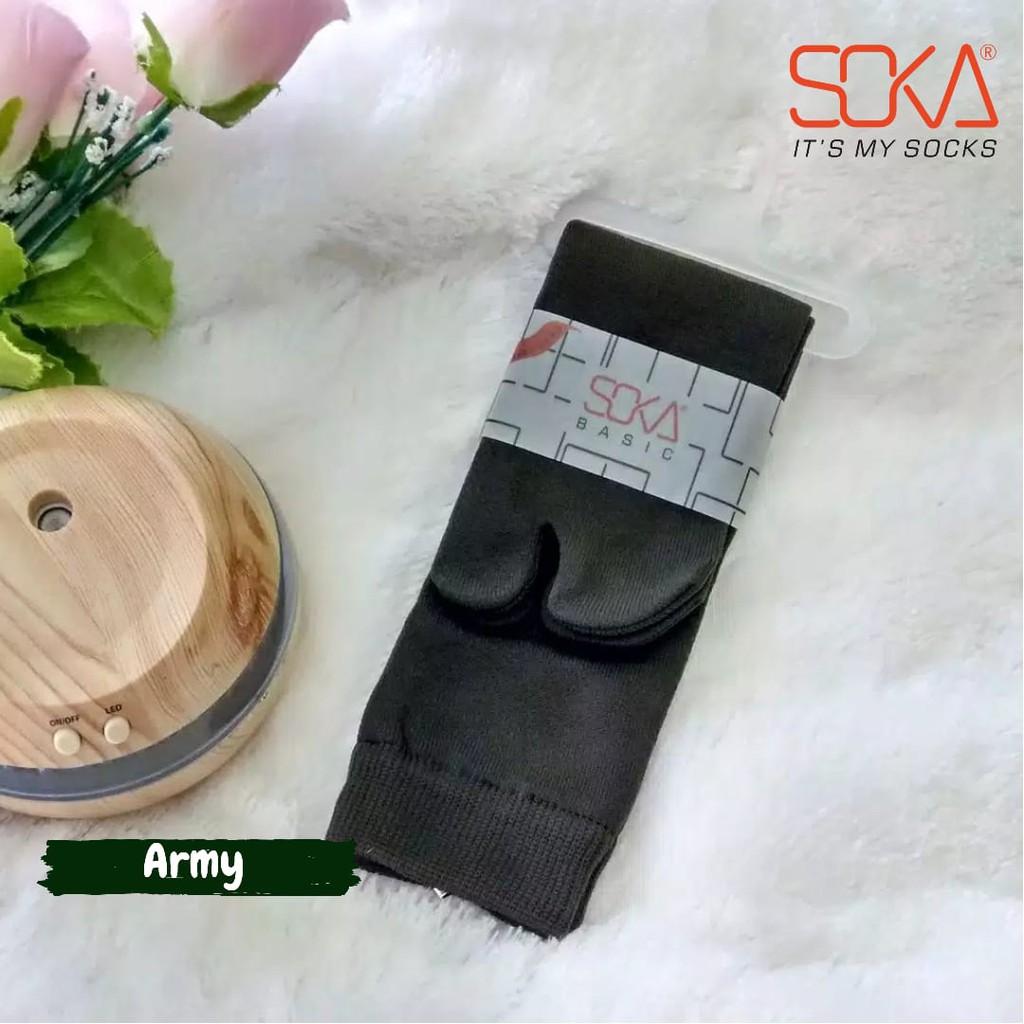 Kaos Kaki SOKA Jempol Pendek Standar - Size M Basic Polos-M-Army|HijauTua