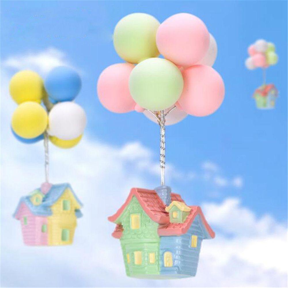 Patung Agustina Model Miniatur Hadiah Dekorasi Rumah Mini House Balon Rumah Terbang Rumah Boneka Ornamen Peri Dekorasi Taman