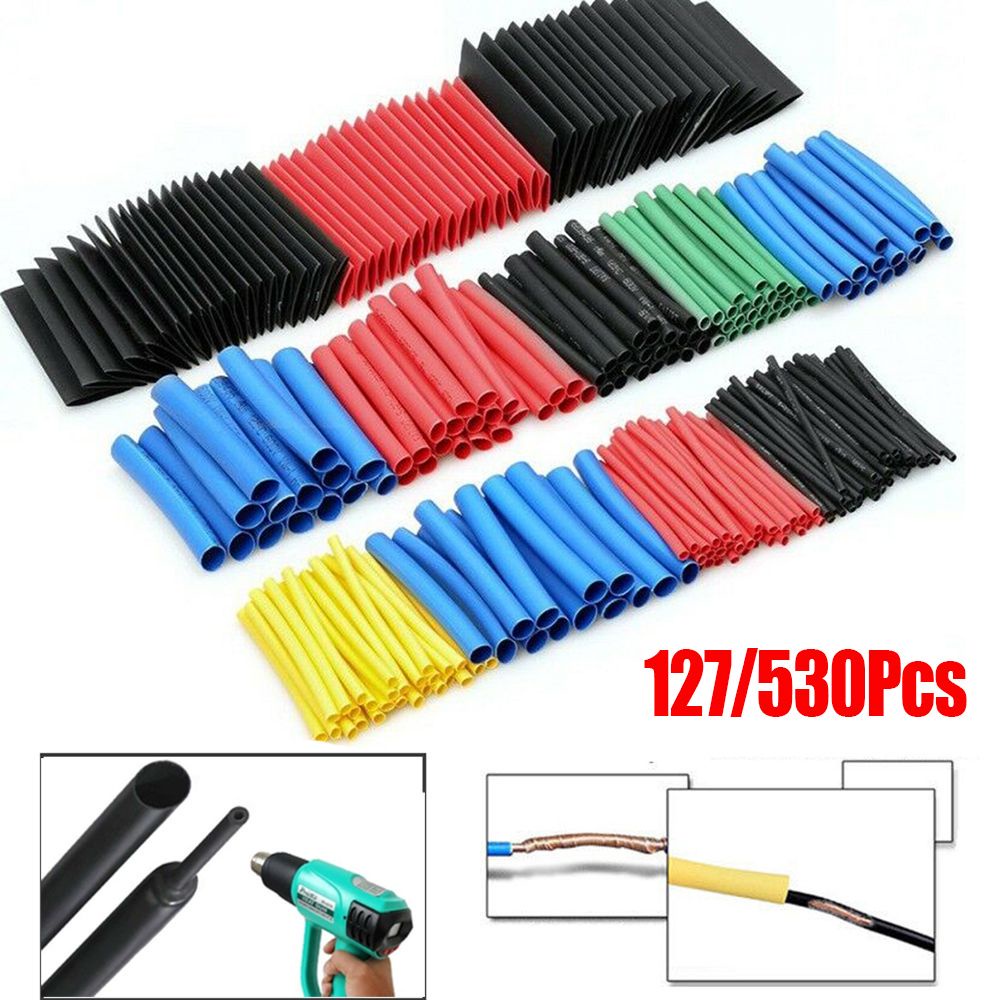 TOP 127/530Pcs Industrial Cable Sleeve Repair Tools Wire Wrap Kit Heat Shrink Tube Environmental Universal Flame Retardant Protective Protector Organizer