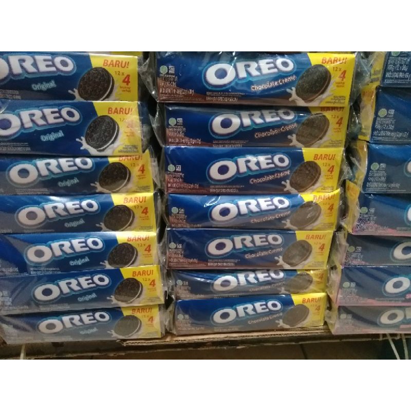 OREO Vanilla / Coklat isi 4 keping 12 bungkus | Cemilan Snack Murah Oreo