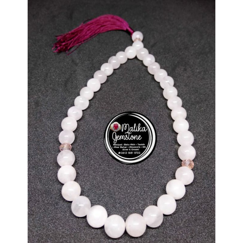 TASBIH BATU MOONSTONE 33 BUTIR 8MM 100% NATURAL