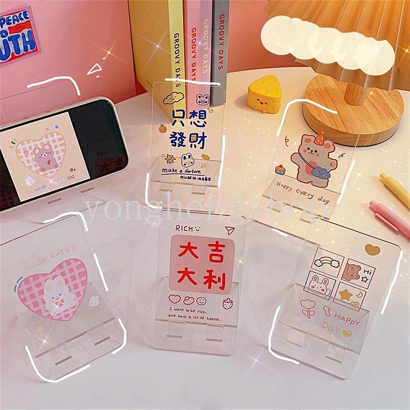 Stand Holder Hp / tablet portable Bentuk Kartun Kelinci / Beruang Bahan Akrilik