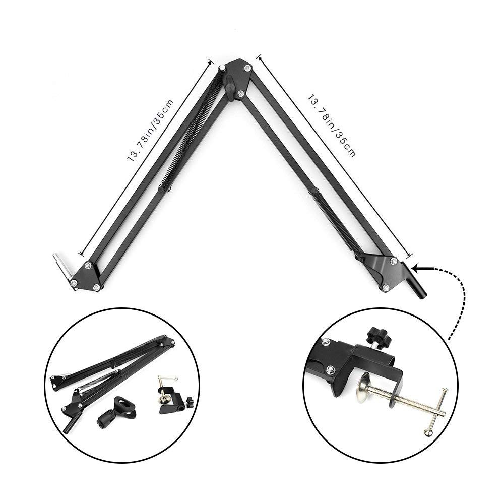 TaffSTUDIO Paket Smule Condenser Mic Built-in + Scissor Arm Stand