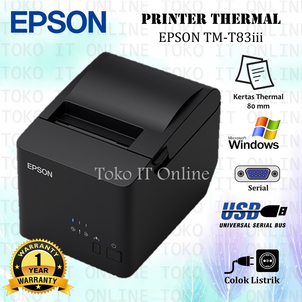 EPSON TM-T83III PRINTER THERMAL 80MM USB SERIAL KASIR STRUK PENGGANTI EPSON TM-T82 TMT82