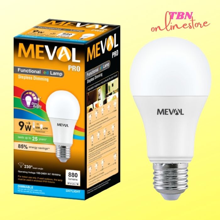 Bohlam Lampu Dimmer LED Stepless Dimming 9W - Putih MEVAL 9 Watt