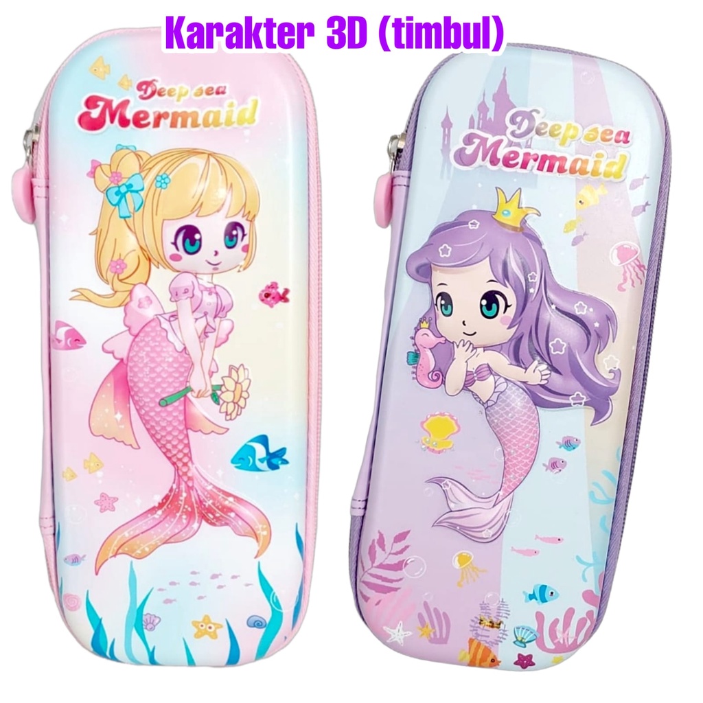 Kotak pensil Mermaid 3D Timbul Tempat pensil hardtop cewe MERMAID 3D 6D kado ultah anak perempuan tempat pensil import