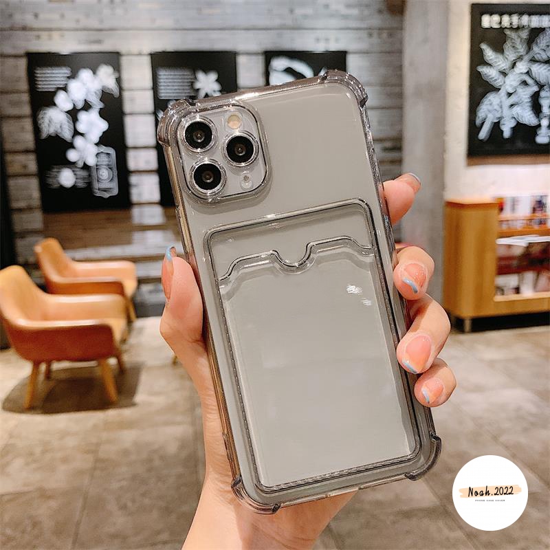 Simple Case Oppo A55 A54 A74 A95 A16 A16s A15 A15s A35 A76 A96 A9 A5 2020 A3s A5s A7 A12 A12e A11K Reno 7 6 Tempat Kartu Slot Dompet Fashion Warna Solid Transparan Soft TPU Case