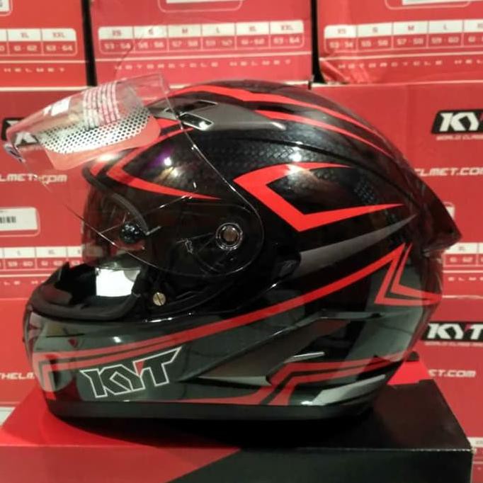 Barang Berkualitas Helm KYT FALCON 2 CARBON BLACK RED MURAH