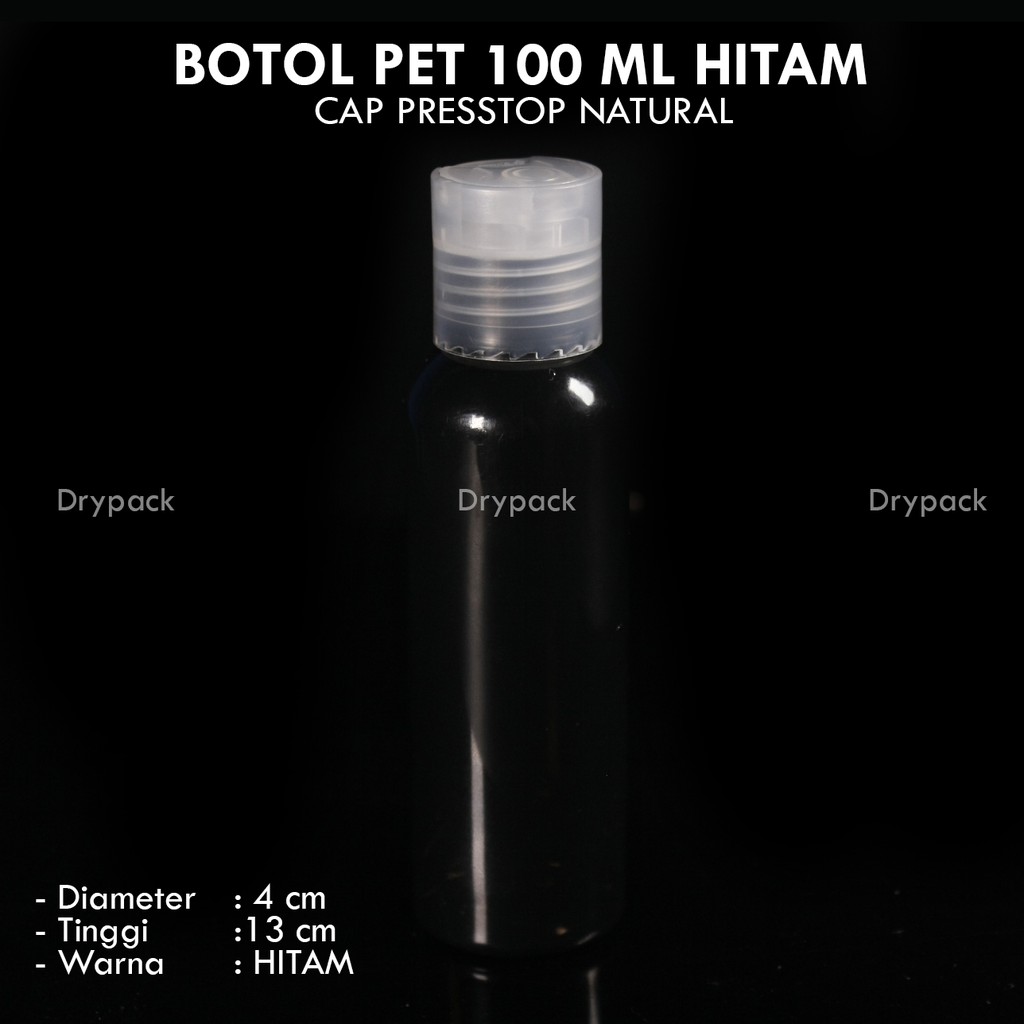 Botol PET 100 ML Hitam Presstop