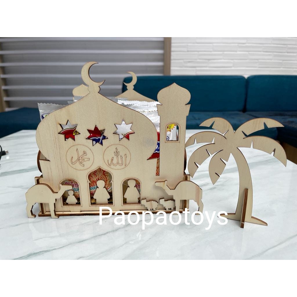 Tempat Cemilan Decoration Ramadhan Bahan Kayu Halus