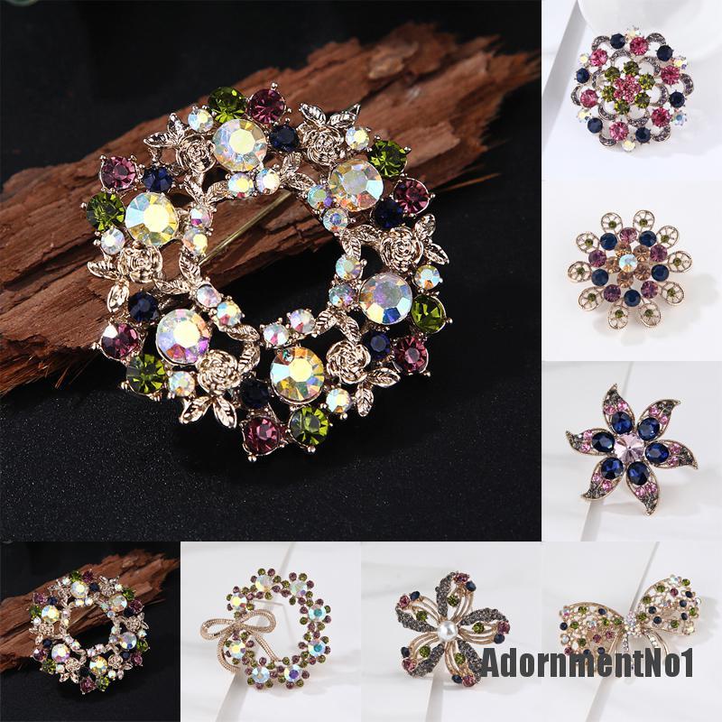 (Adornmentno1) Bros Pin Korsase Bunga Berlian Imitasi Multi Warna Aksesoris Wanita