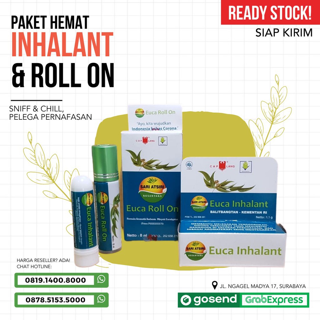 Euca Roll On - Euca Inhalant - Cap Lang Minyak Kayu Putih