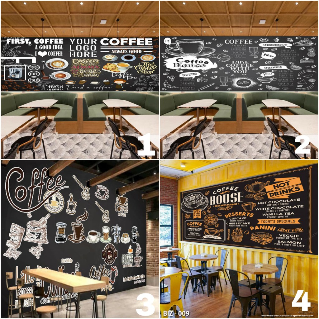 WALLPAPER 3D WALLPAPER CUSTOM DINDING COFFEE SHOP MENU LET'S ENJOY