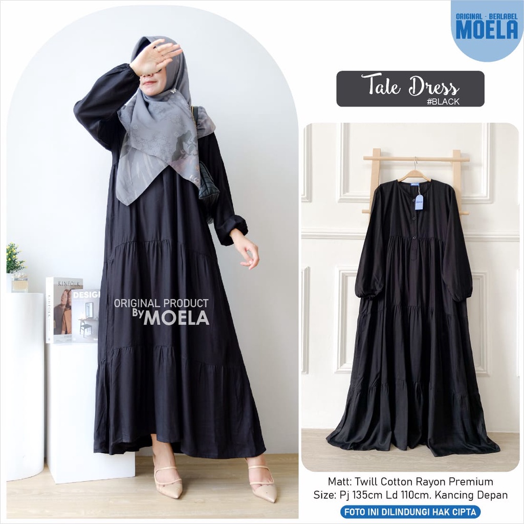 LD 110 TALE DRESS GAMIS ADEM NYAMAN DIPAKAI ORI MOELA TWILL COTTON RAYON PREMIUM PJ 135 KANCING DEPA