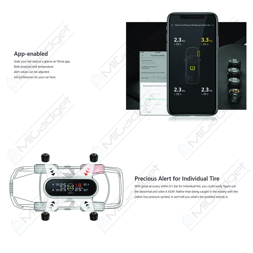 70mai 70 Mai TPMS Tire Pressure Monitoring System Lite T02