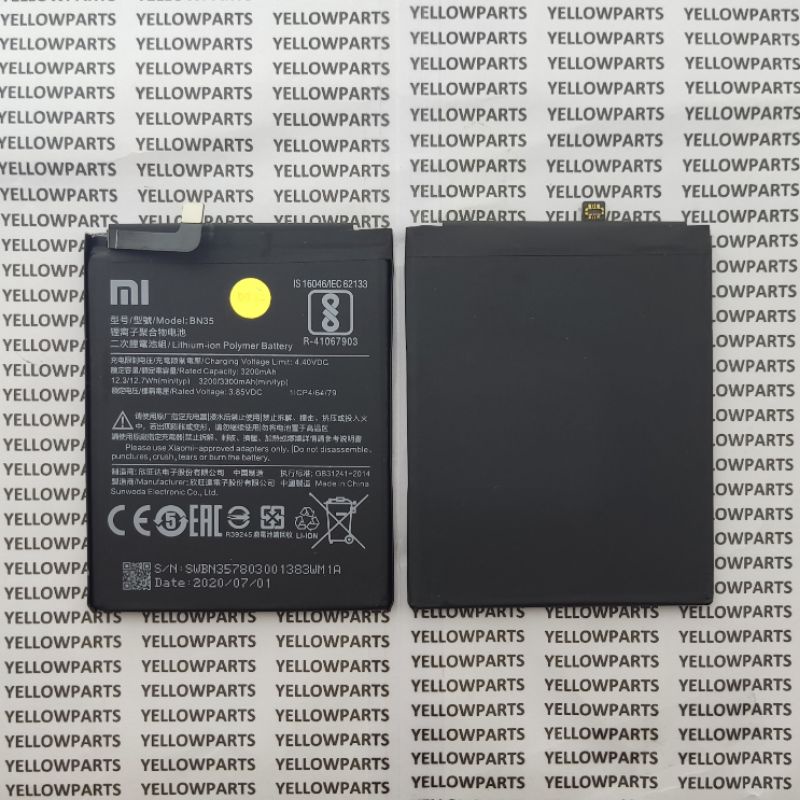 BAT BATTERY BATERAI BATERE XIAOMI REDMI BN35 ORIGINAL