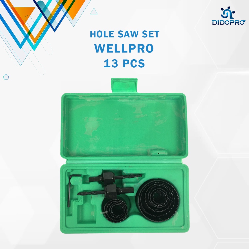 WELLPRO Hole Saw Set 13 Pcs - Mata Bor Kayu Hidroponik Holesaw Kit