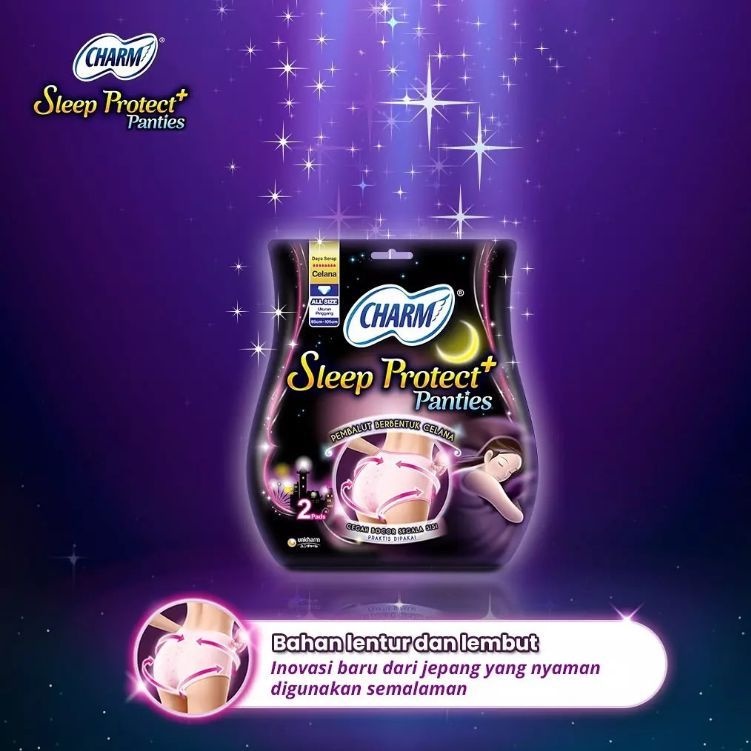 Charm Sleep Protect Plus / Protect+ Panties isi 2 Pads Pembalut Wanita