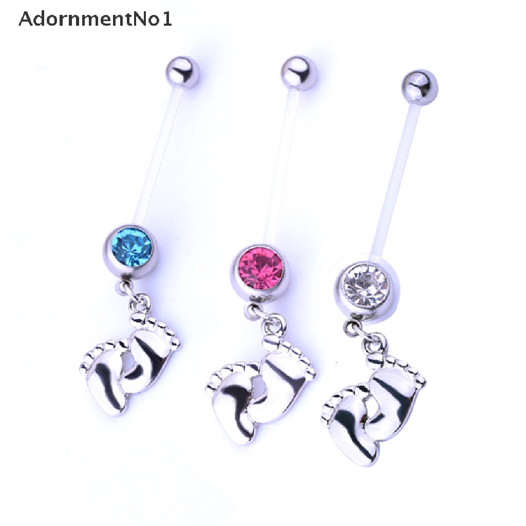 (AdornmentNo1) Anting Tindik Perut / Pusar Flexible Motif Telapak Kaki Bayi Untuk Wanita Hamil