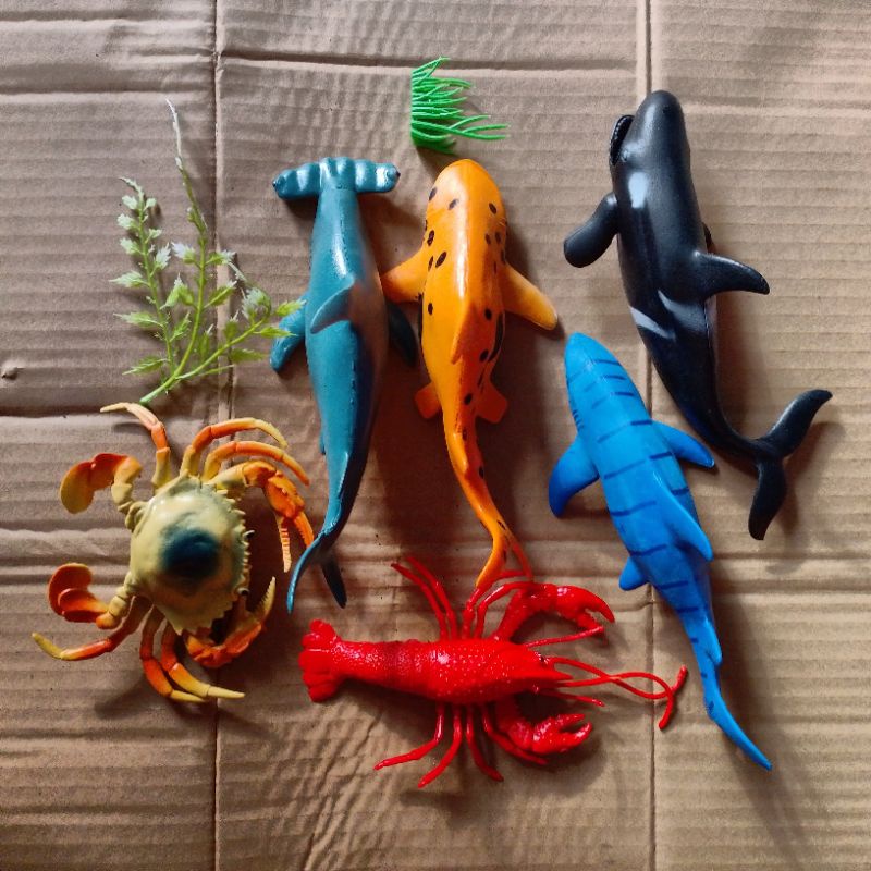 SEA ANIMAL TOYS "121-9" - MAINAN KARET HIU PAUS IKAN BESAR (isi 6)