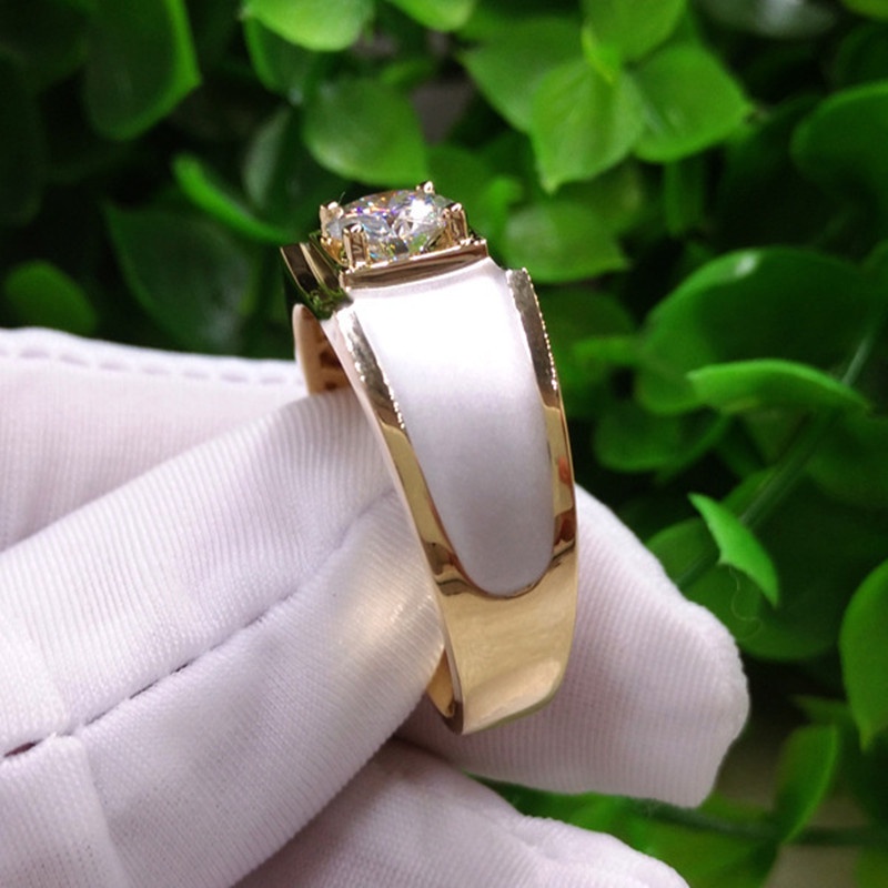 Cincin Pertunangan Berlian Berlapis Emas 18K Sederhana Fashion Pria