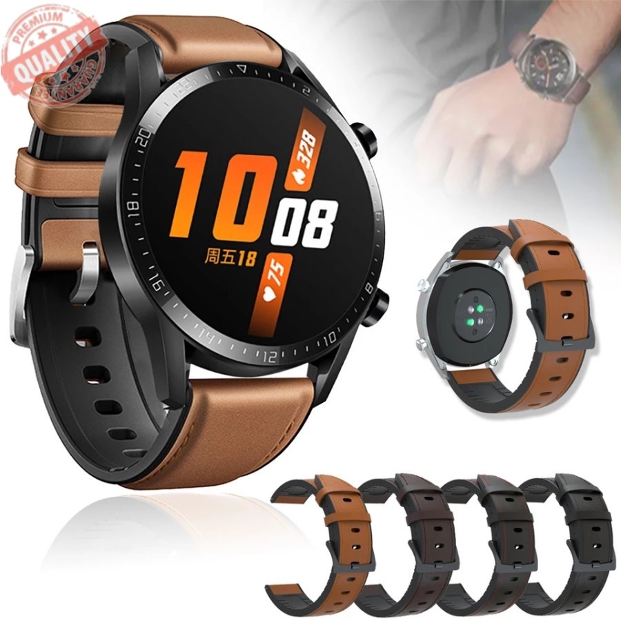 COD STRAP TALI JAM TANGAN - RUBBER STYLE LEATHER RUBBER 22MM - FOR HUAWEI GT 2 SMART WATCH 46 MM