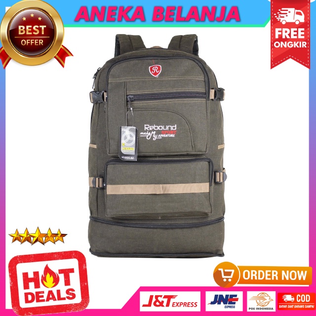 Tas Ransel Distro Susun Rebound Warna Coklat Muda Tas Backpack Bahan Kanvas Berkualitas Multifungsi