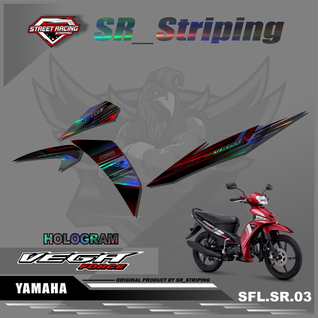 Striping Hologram Vega ZR ( HOLOGRAM ) Sticker Stiker Striping Yamaha Vega ZR Motif Racing SR.03