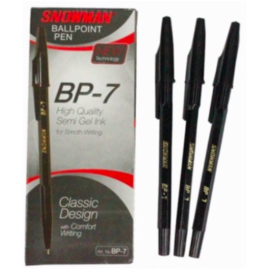 

FAMILY TOYS - PULPEN SNOWMAN BP-7 BOLPEN MURAH HITAM BLACK BP 7 GROSIR TIDAK MUDAH KERING ATK KANTOR ASLI BOLPOINT BP7 BALLPOINT