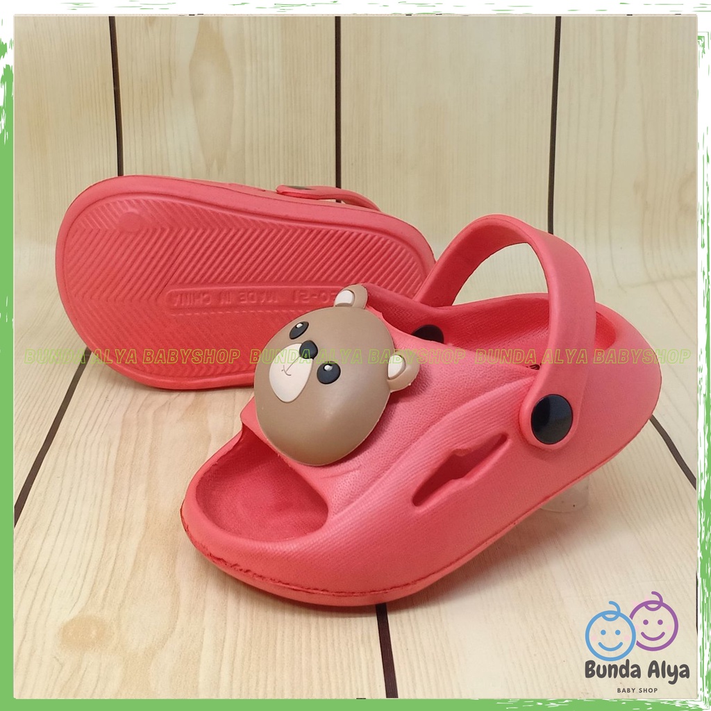 Sendal Anak Laki Laki Usia 1 2 3 4 5 Tahun BEAR MERAH Karet Anti Licin - Sendal Anak Cowok Model Tali Belakang Motif Kartun Lucu Karet Anti Licin Size 18-29