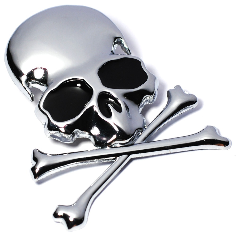 3D Metal Skull Skeleton Crossbones Car Motorcycle Sticker Truck Emblem Badge