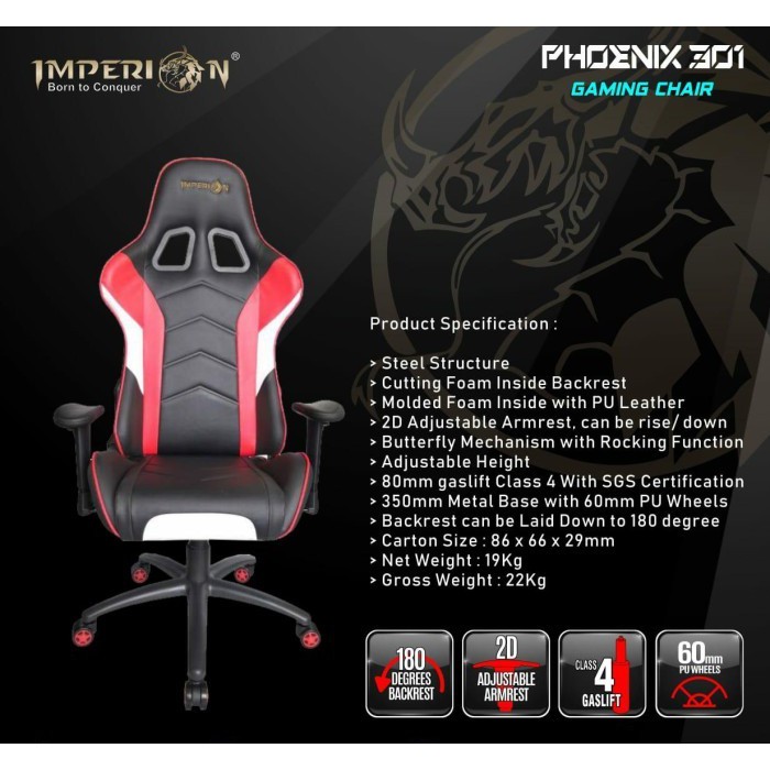 Imperion Phoenix 301 Gaming Chair / Kursi Gaming Imperion Phoenix 301