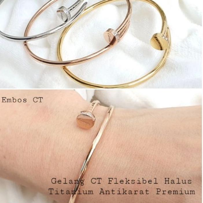 Gelang Bangle Paku CT Lentur | Elastis Titanium Anti Karat