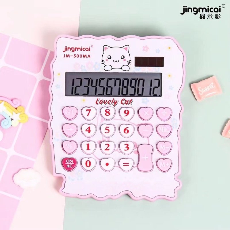 Kalkulator motif Hello Kitty ,Doraemon ,Rabbit Tipe JM-500  / Kalkulator karakter Cute / imut ukuran 10.5 cm x 13 cm  Angka 12 Digit  Calculator Motif karakter termurah