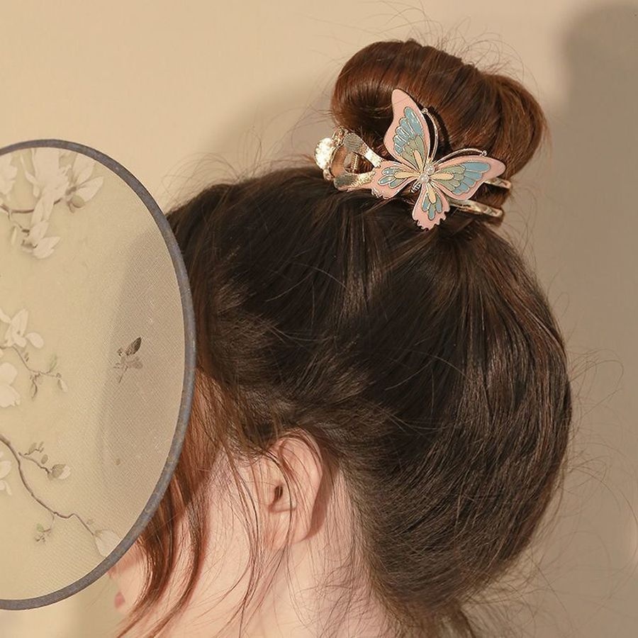 Jepit Rambut Ponytail Bentuk Butterfly Bahan Alloy Gaya China Untuk Wanita